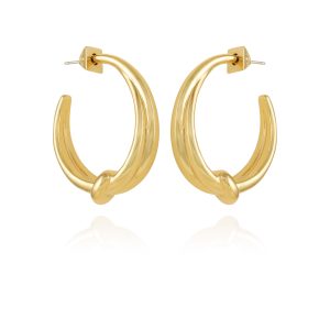 Goldtone Open Knotted Hoop Earrings