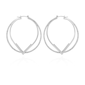 Double Hoop V Pave Earrings