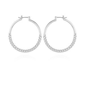 Silvertone Chain Link Hoop Earrings