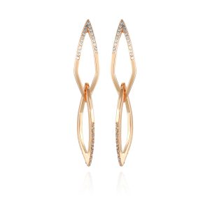 14K Goldtone Crystal Stone Link Drop Earring