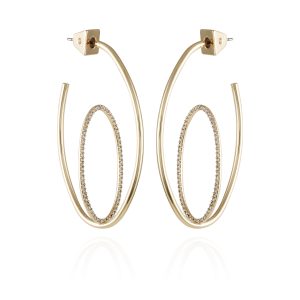 Goldtone Crystal Stone Orbital Hoop Earrings