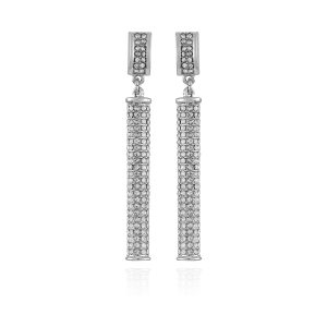 Silvertone Crystal Stone Drop Earrings