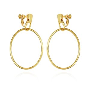 Drop Hoop Clip On Earrings